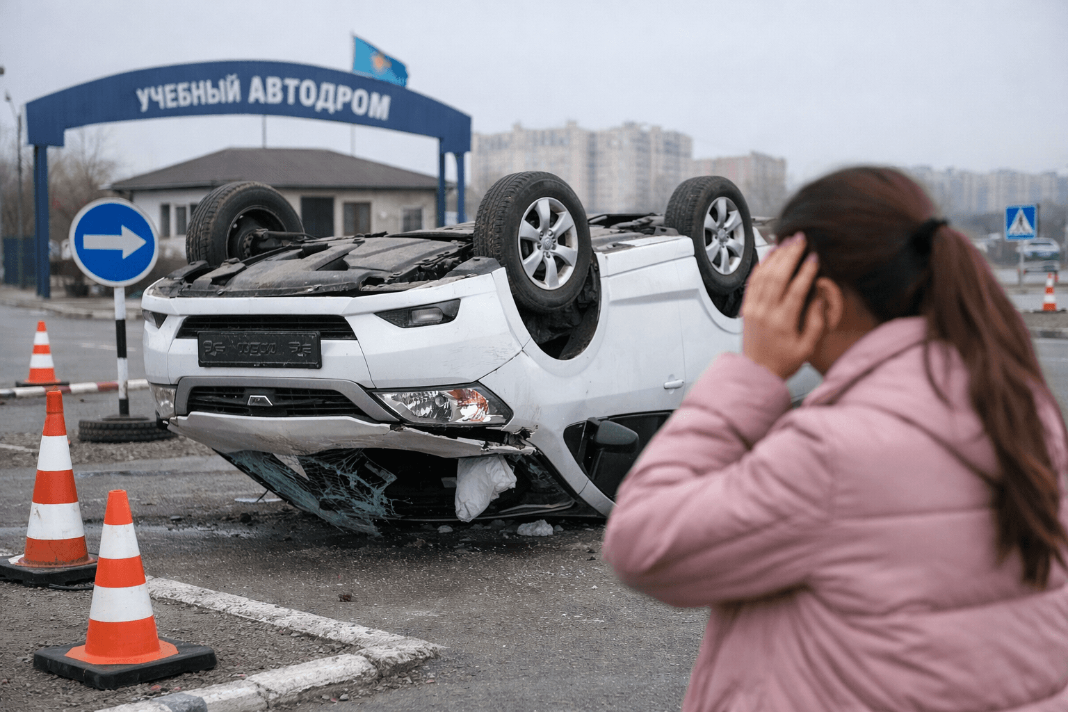 Экзамен на водительские права в Шымкенте закончился аварией