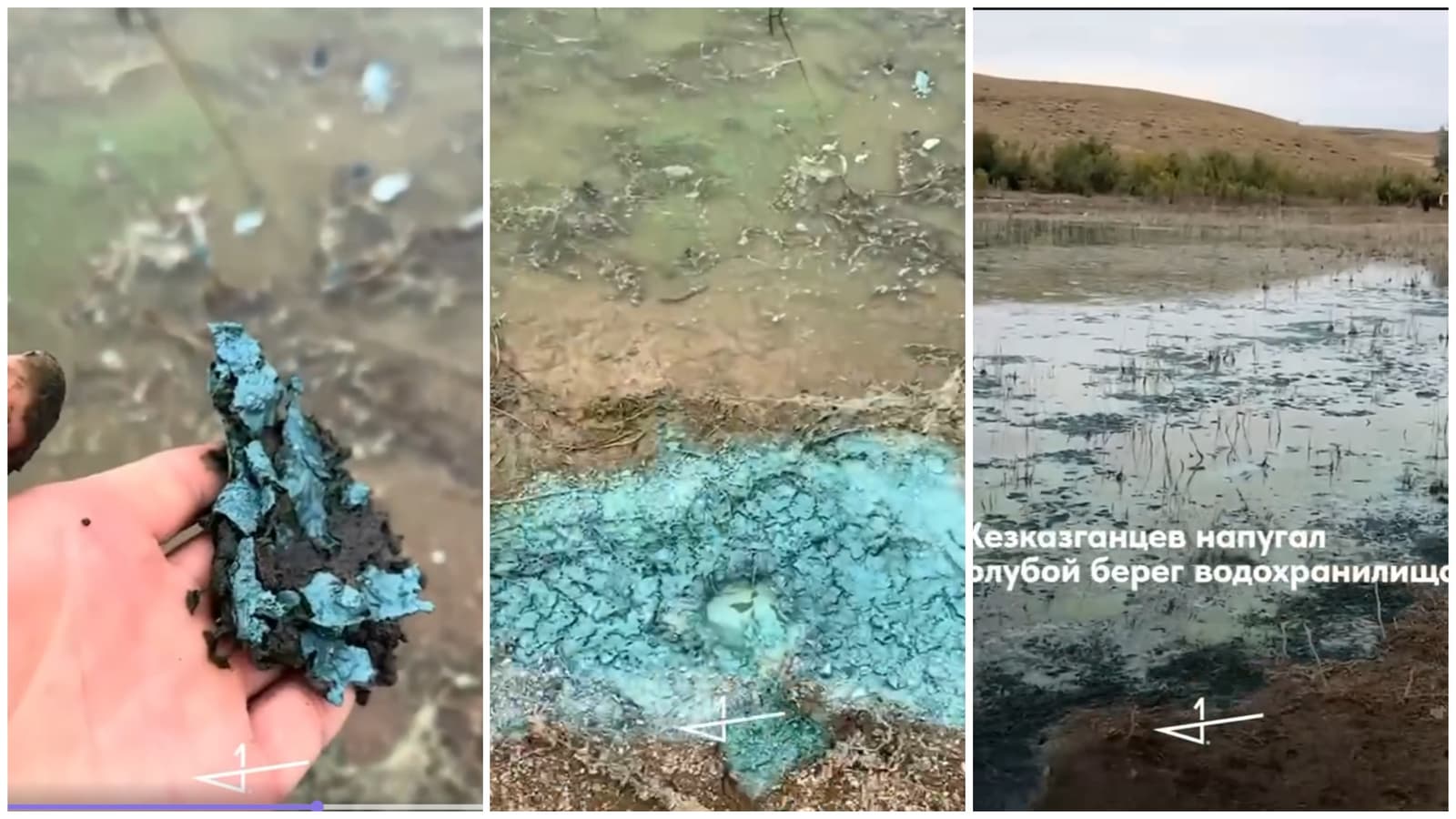Жезказганское водохранилище окрасилось в голубой цвет