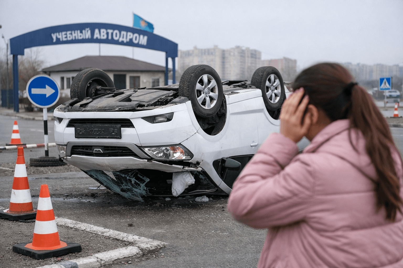 Экзамен на водительские права в Шымкенте закончился аварией