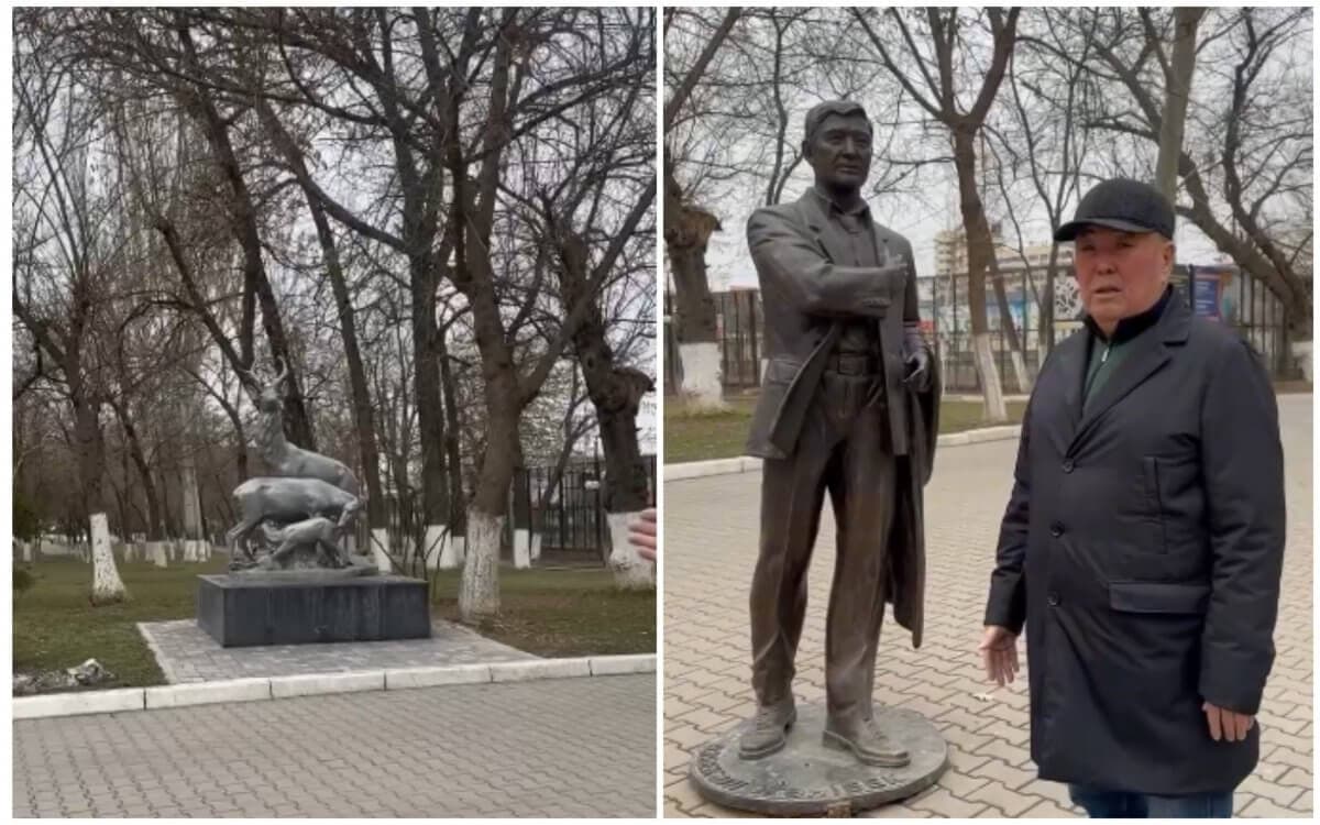 «Намысты оятатын кез келді»: Шымкент тұрғыны Өзбекәлі Жәнібековтің ескерткіші тұрған орынды сынады (ВИДЕО)