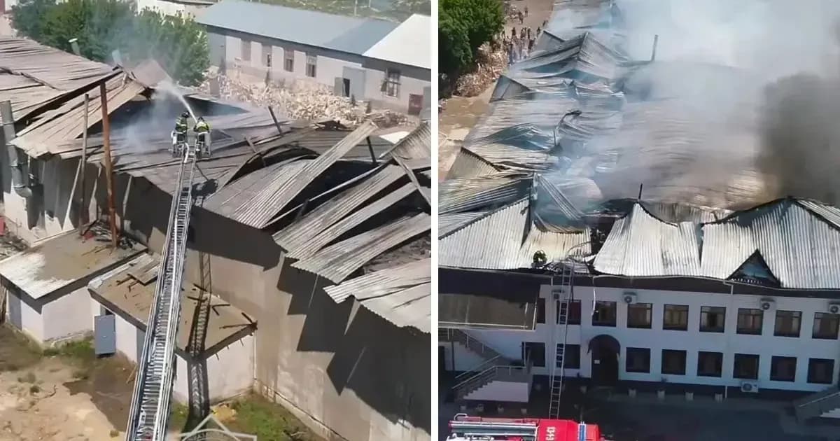 Крупный пожар в мебельном цехе в Туркестанской области: привлечено более 110 спасателей