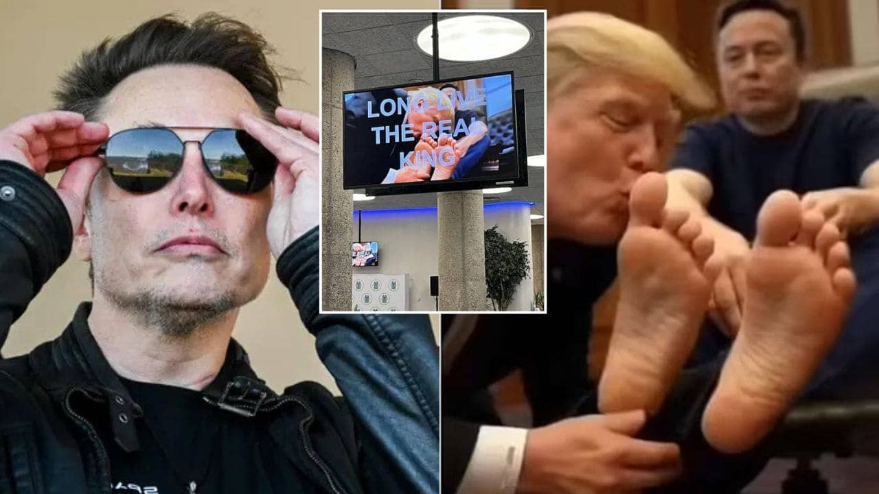 Трамп Масктің аяғын сүйді: Хакерлер ЖИ арқылы видео жасап оны теледидардан көрсетті