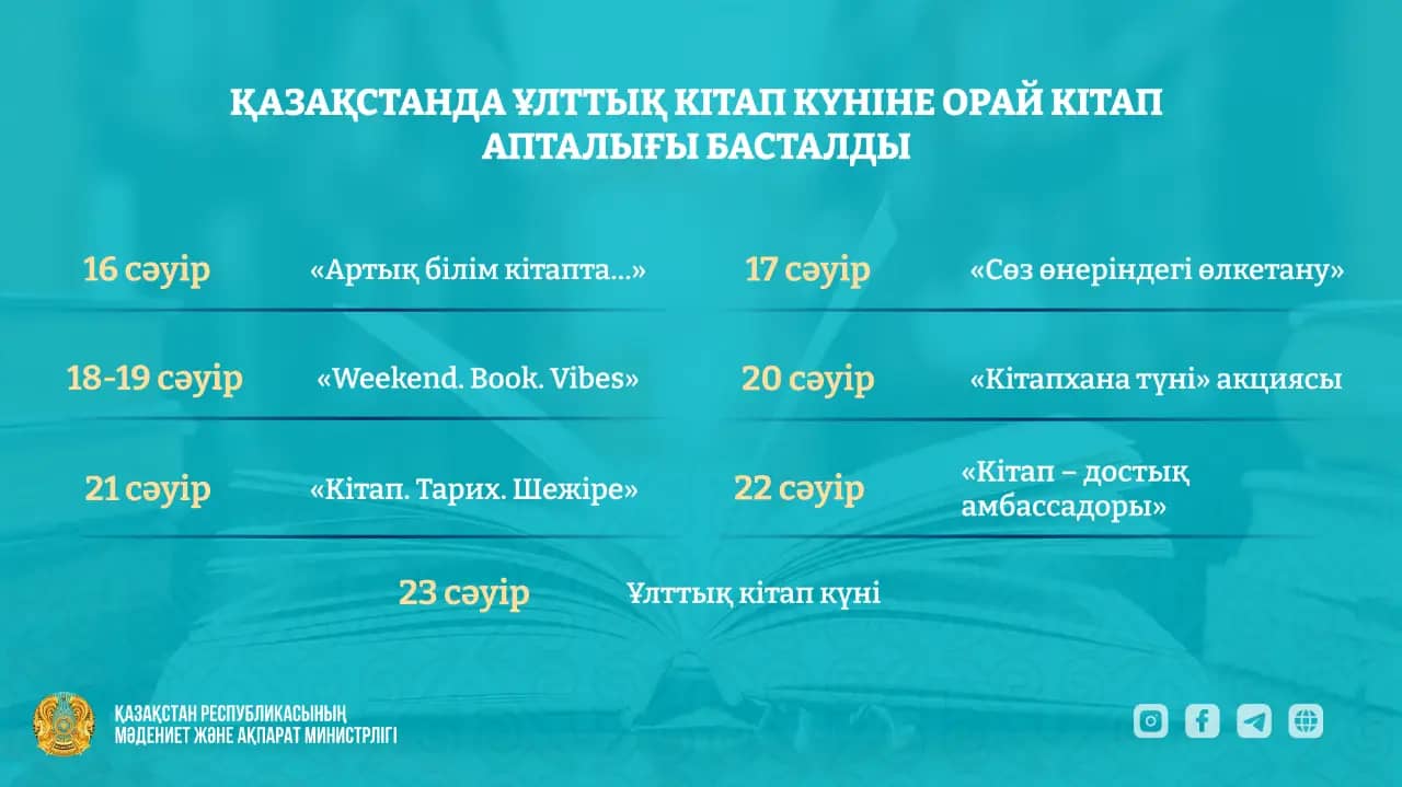 Қазақстанда Ұлттық кітап күніне орай кітап апталығы басталды